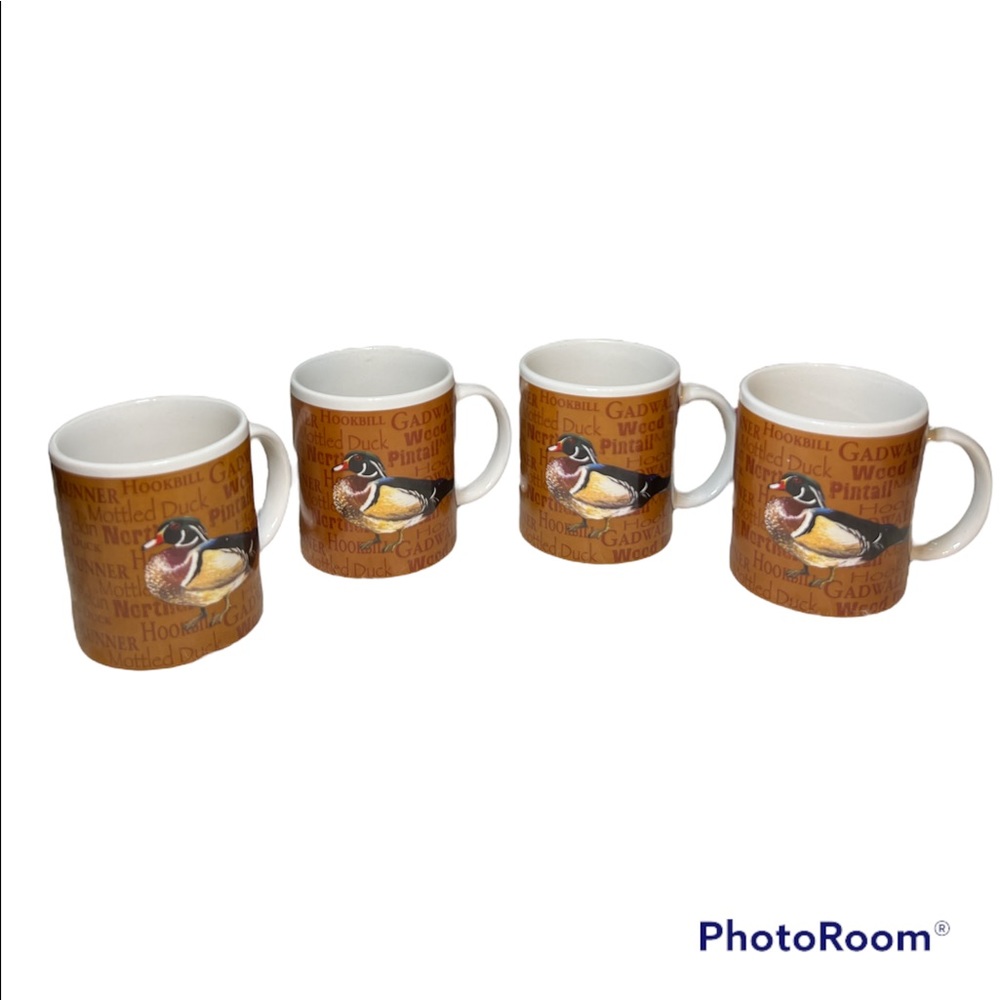Outdoor Adventures Field & Stream Set of 4 Wood Duck Mugs